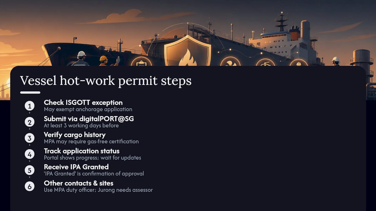 Vessel hot work application process timeline