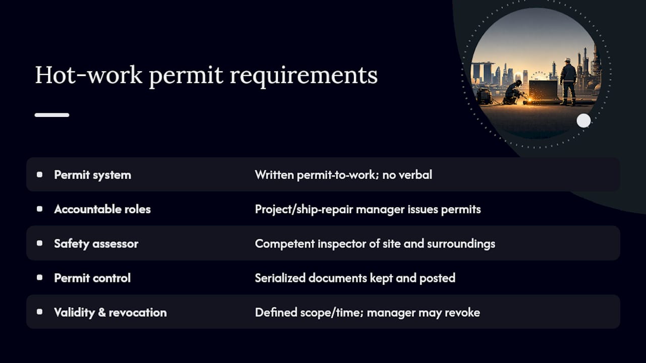 What Singapore Law Requires for a Hot Work Permit — overview diagram