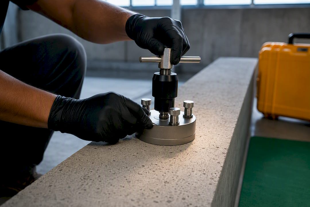 Pull-off adhesion tester on concrete substrate