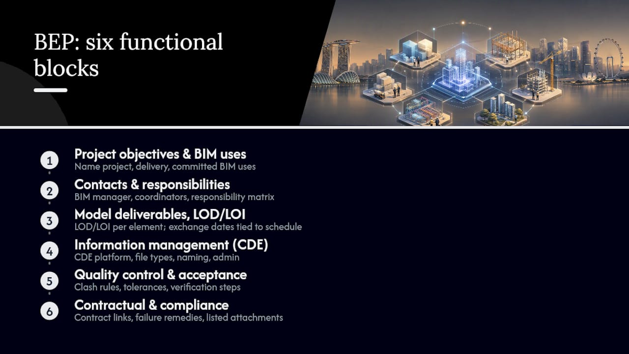 Six functional blocks of a project BEP