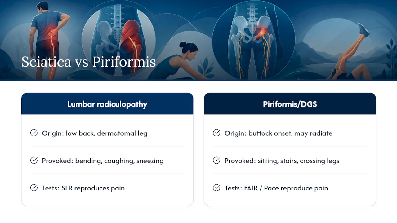 Sciatica and piriformis syndrome comparison