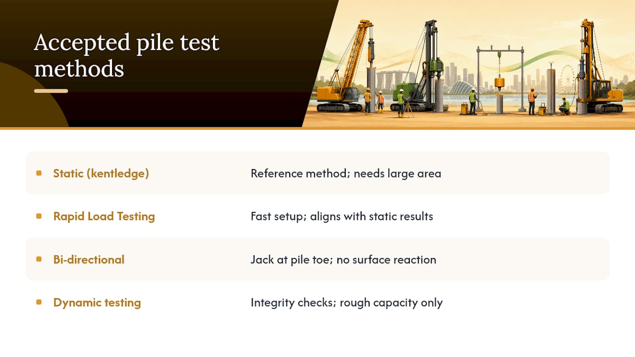 Which Pile Load Test Methods Are Accepted in Singapore? — overview diagram