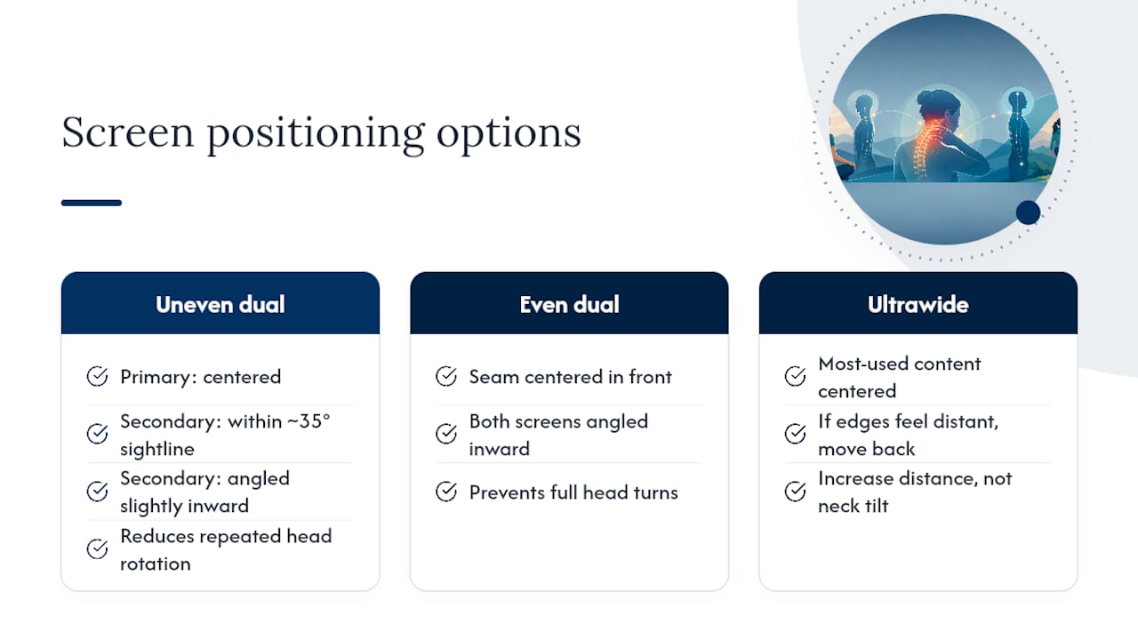 Guide to positioning dual and ultrawide monitors
