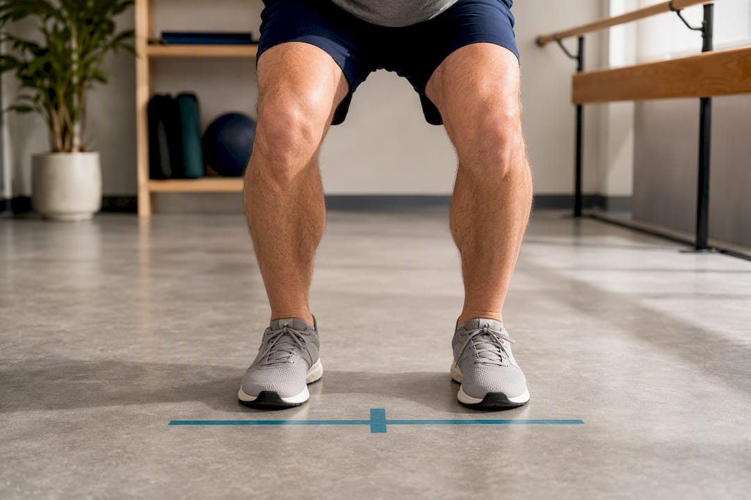 Knees aligned over toes during mini squat