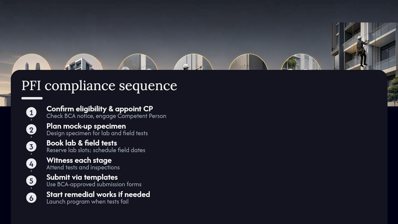 7 Year PFI Deadline: Façade Testing Requirements for Singapore Owners Seven-stage PFI compliance process
