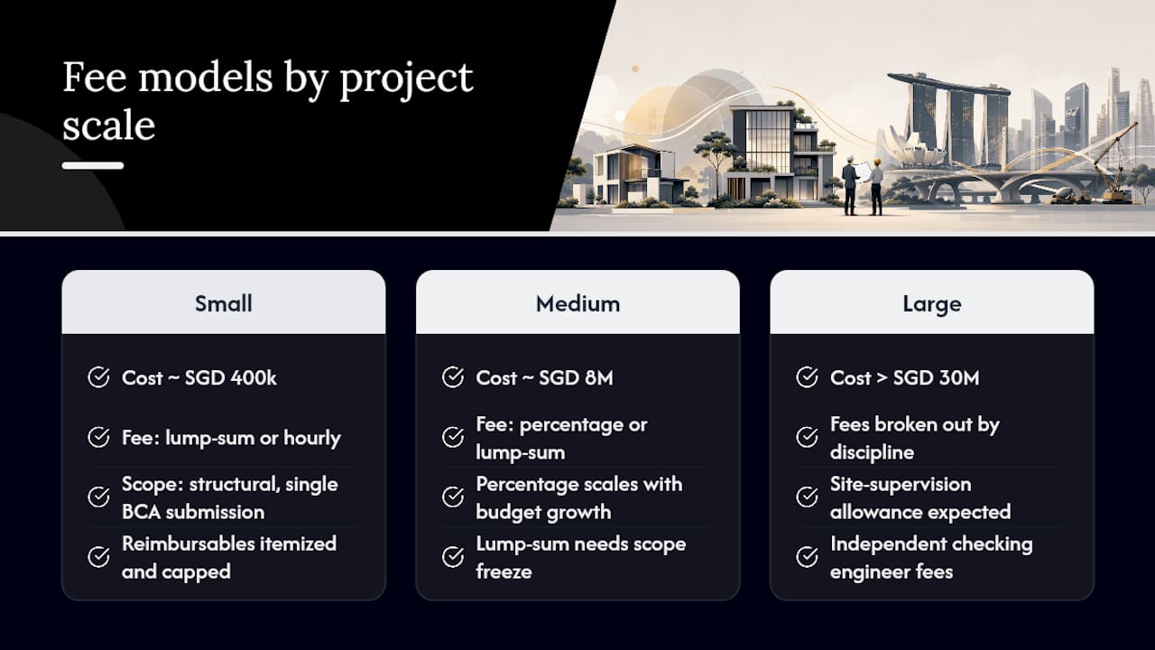 Practical Budgeting: Engineering Consultant Fees in Singapore (3–8% Range) Engineering fees across three project scales