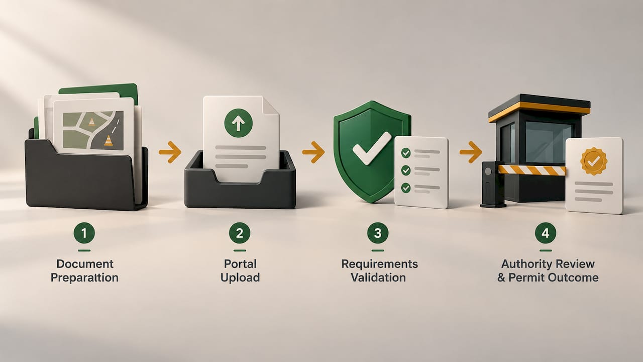 Permit submission workflow from upload to review