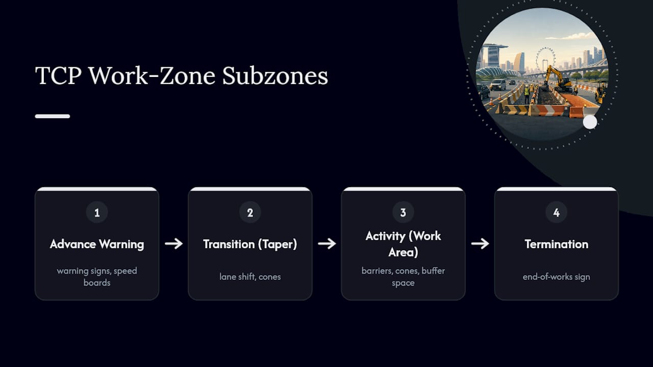 Four traffic control plan work-zone subzones