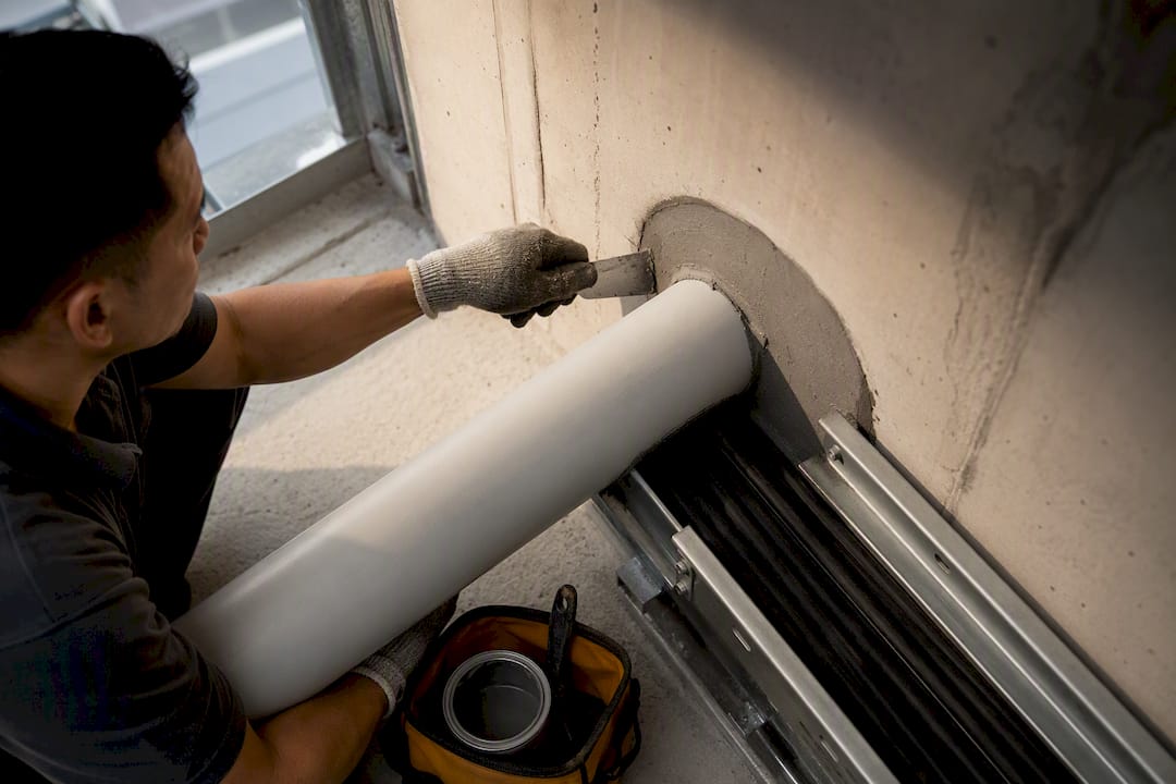 Firestop sealing around building service penetration