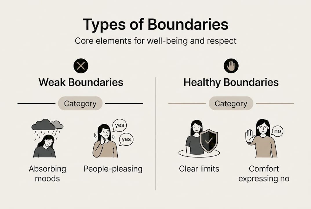 Infographic explaining types of psychological boundaries