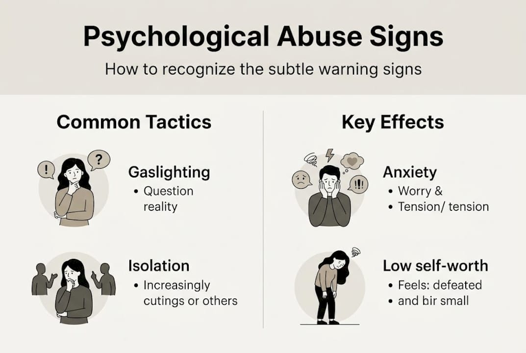 Infographic of psychological abuse signs and effects