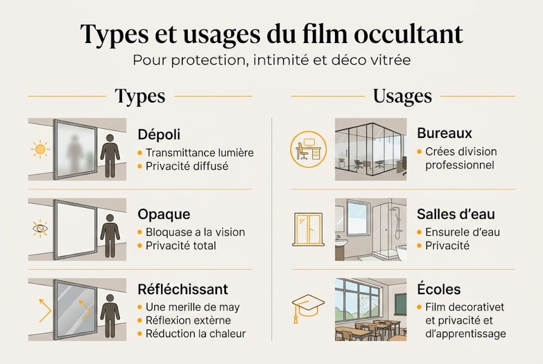 Infographie : tout savoir sur les différents types de films occultants et leurs utilisations