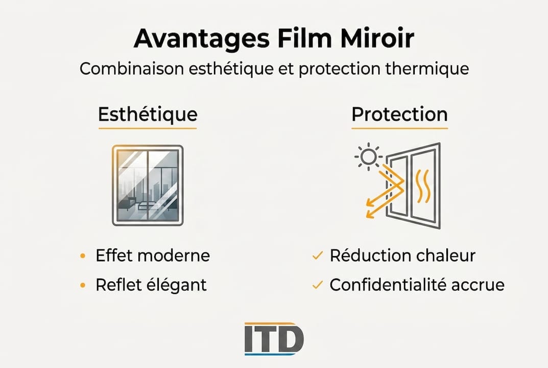 Infographie : les atouts esthétiques et protecteurs du film miroir