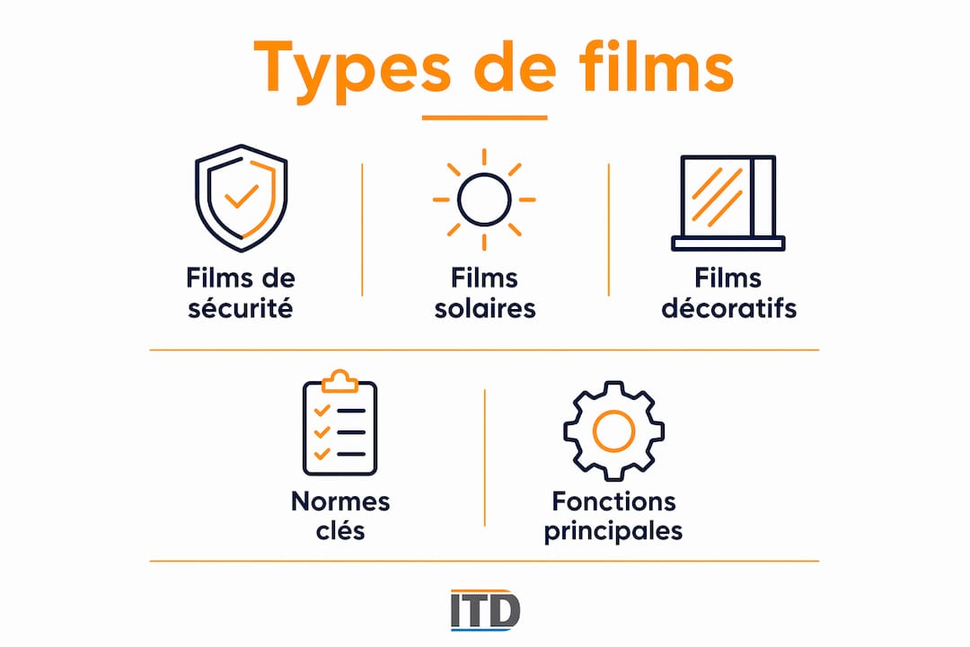 Comparatif visuel des différents types de films pour verrières