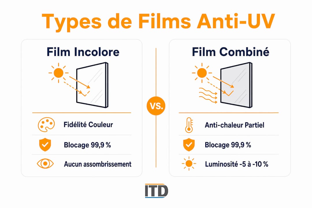 Infographie : comparatif entre films transparents et solutions anti-UV
