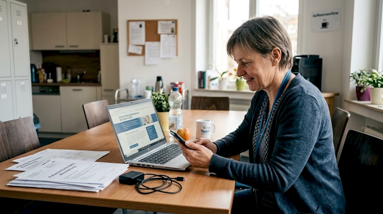 Der Assistent überprüft die Webseite der Klinik auf verschiedenen Endgeräten, um sicherzustellen, dass sie überall optimal funktioniert.