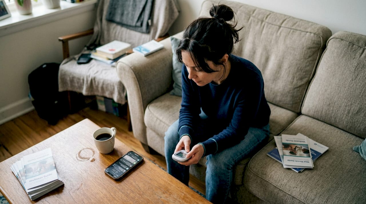 Woman checks digital STI test result
