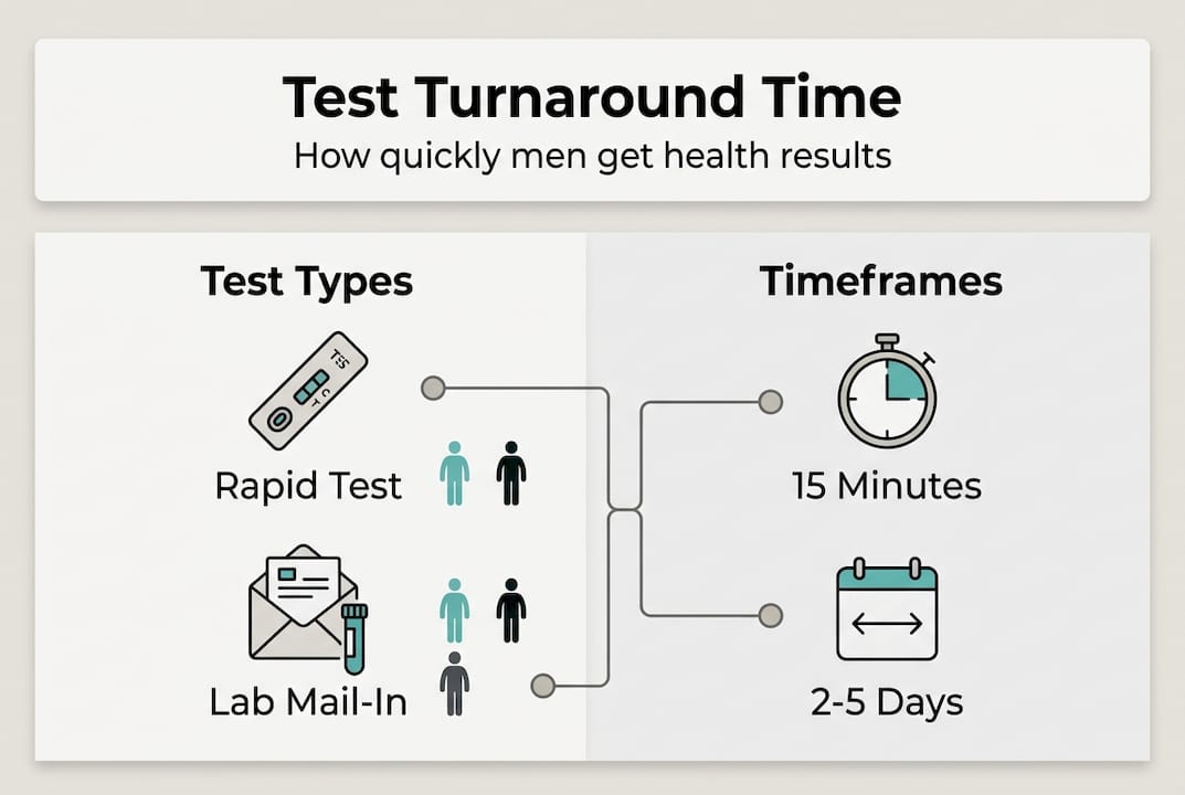 Infographic showing turnaround time for men’s tests