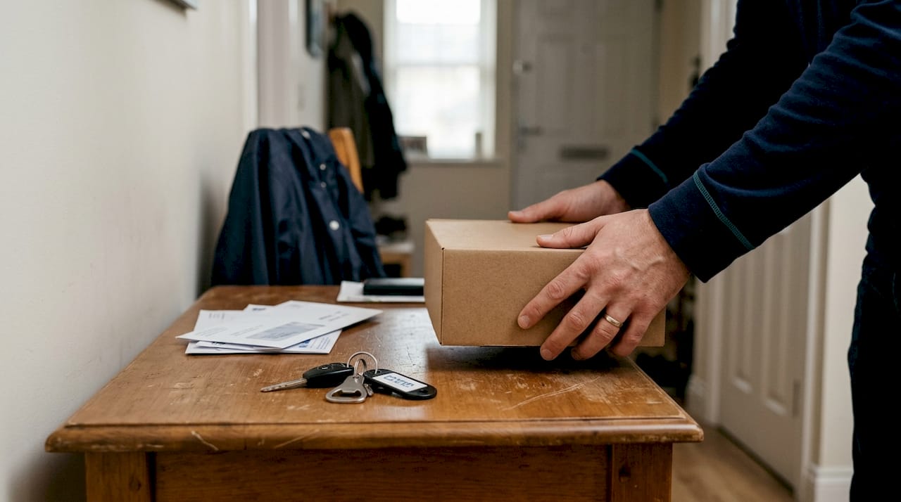 Man receiving plain packaged home test kit
