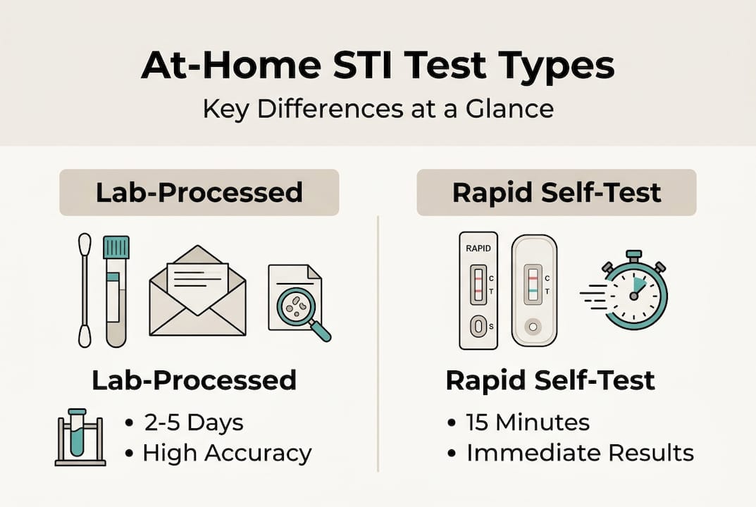 Infographic comparing STI test types side by side