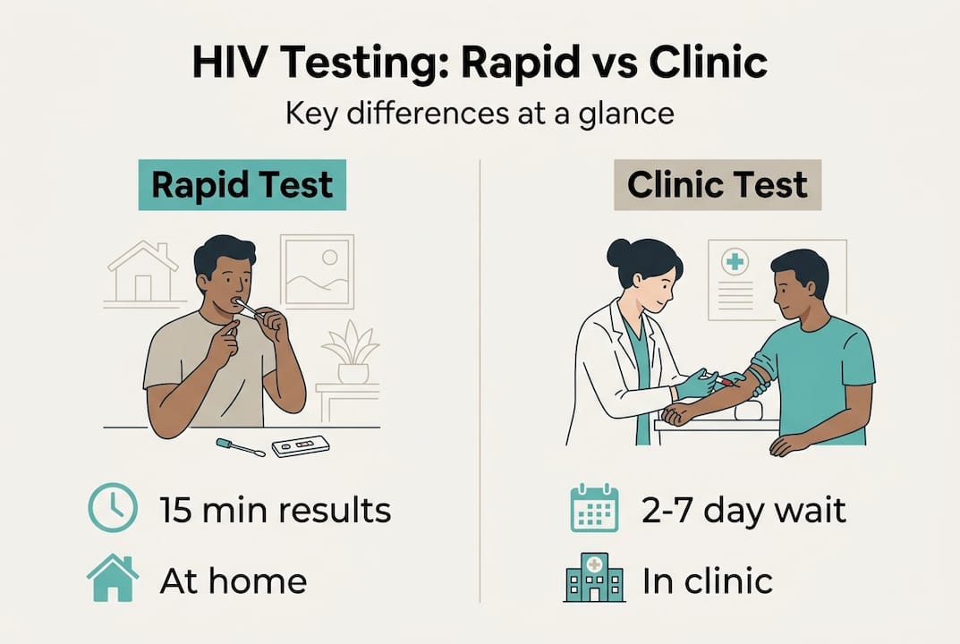 Infographic comparing HIV rapid test and clinic test