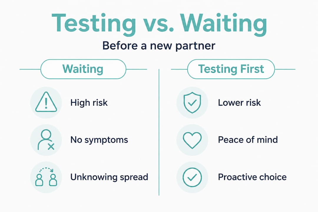 Infographic comparing STI risks: waiting versus testing