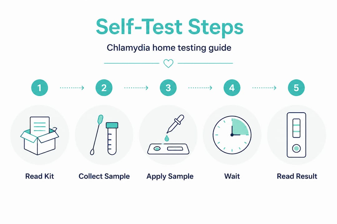 Infographic showing five chlamydia self-testing steps