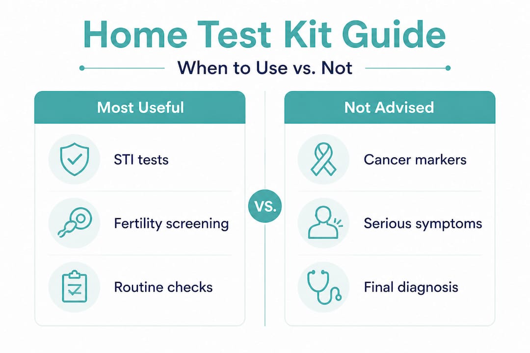 Infographic comparing best and worst uses of home test kits