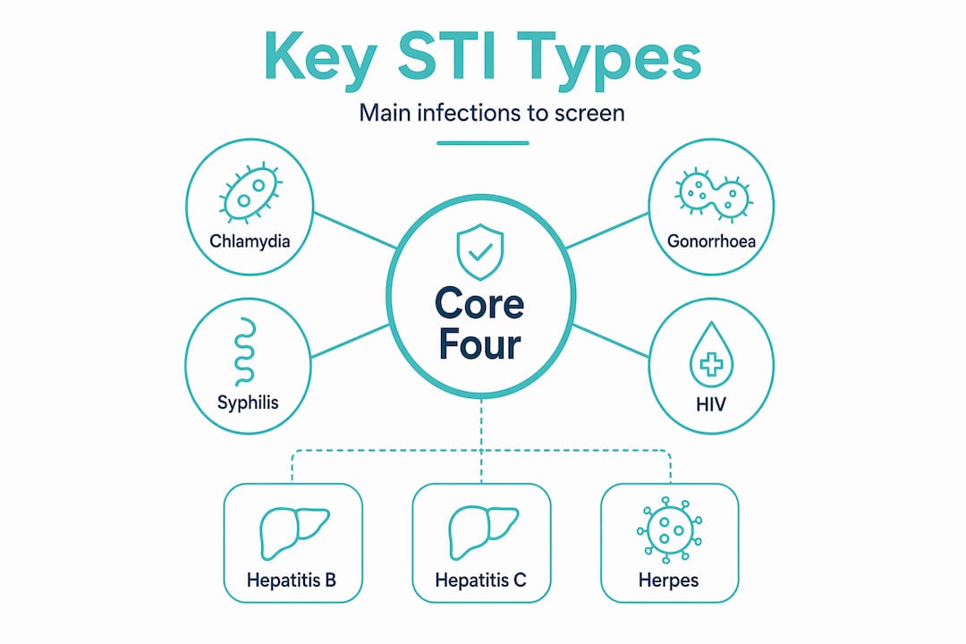 Infographic ranking core and secondary STI test types