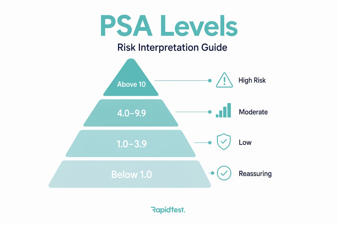 PSA levels risk interpretation pyramid infographic