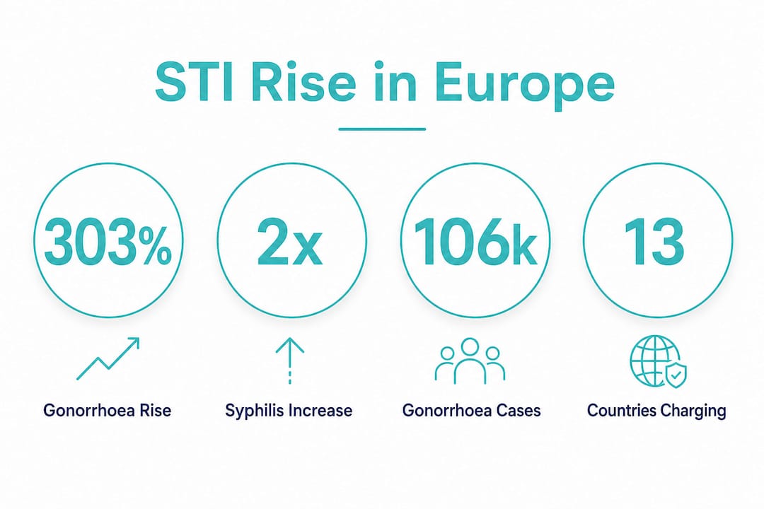 Infographic showing STI rise statistics in Europe