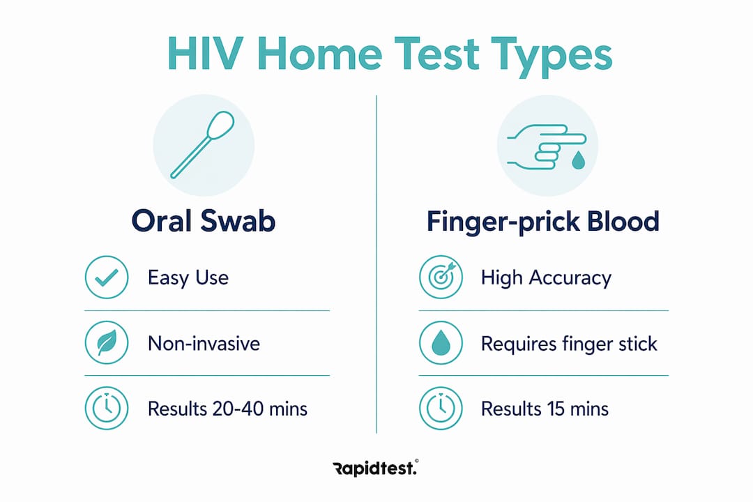 Infographic comparing oral swab and finger-prick HIV tests