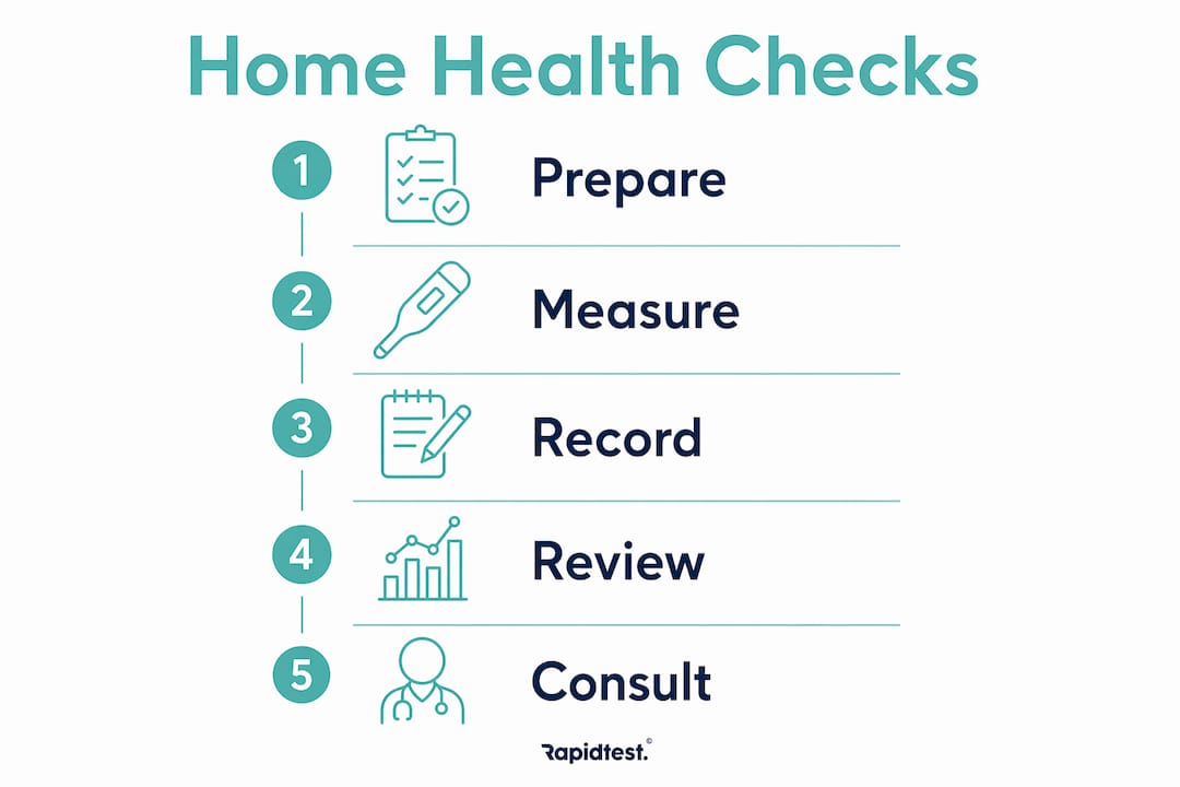 Infographic illustrating home health check steps