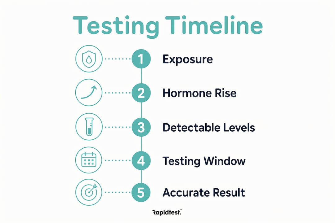 Infographic showing steps in pregnancy and STI testing timeline
