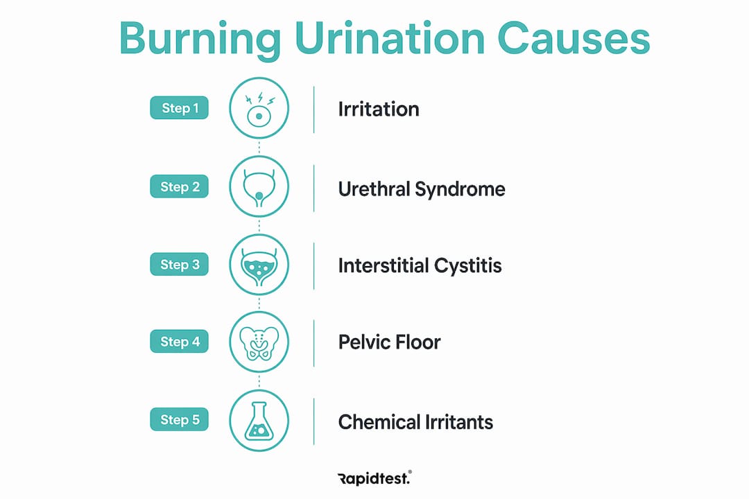 Infographic outlining causes of burning urination