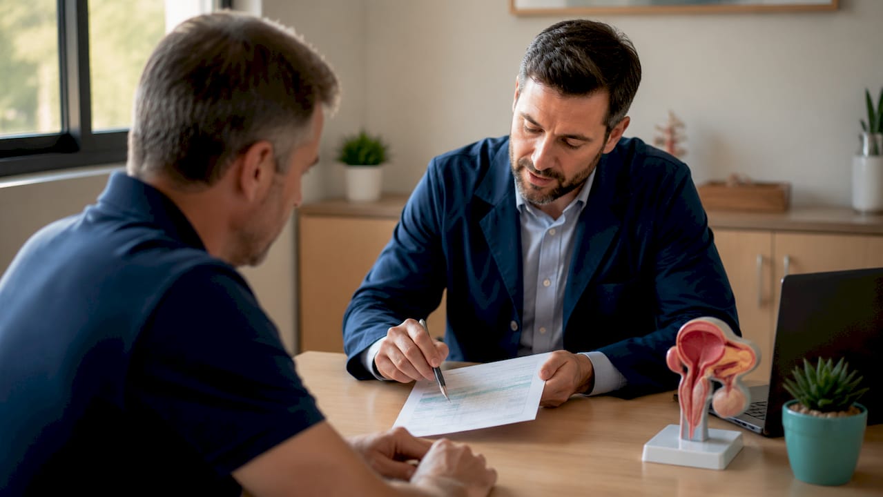 Doctor explaining PSA test results to patient