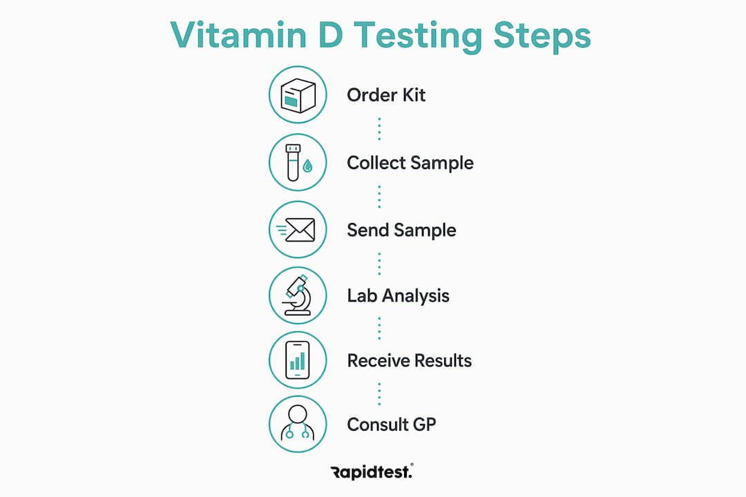 Infographic showing vitamin D test process steps