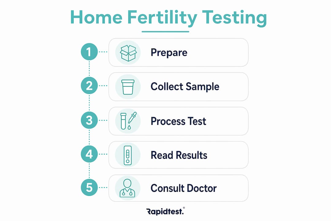 Infographic illustrating steps of home fertility testing