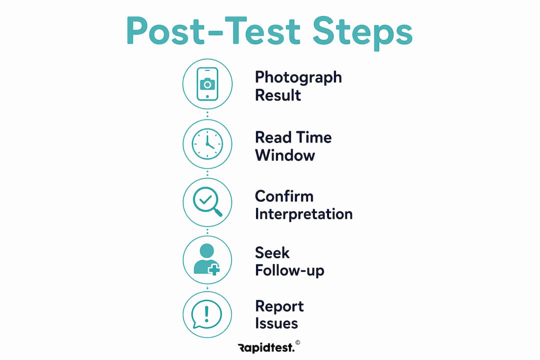 Infographic showing key steps after testing