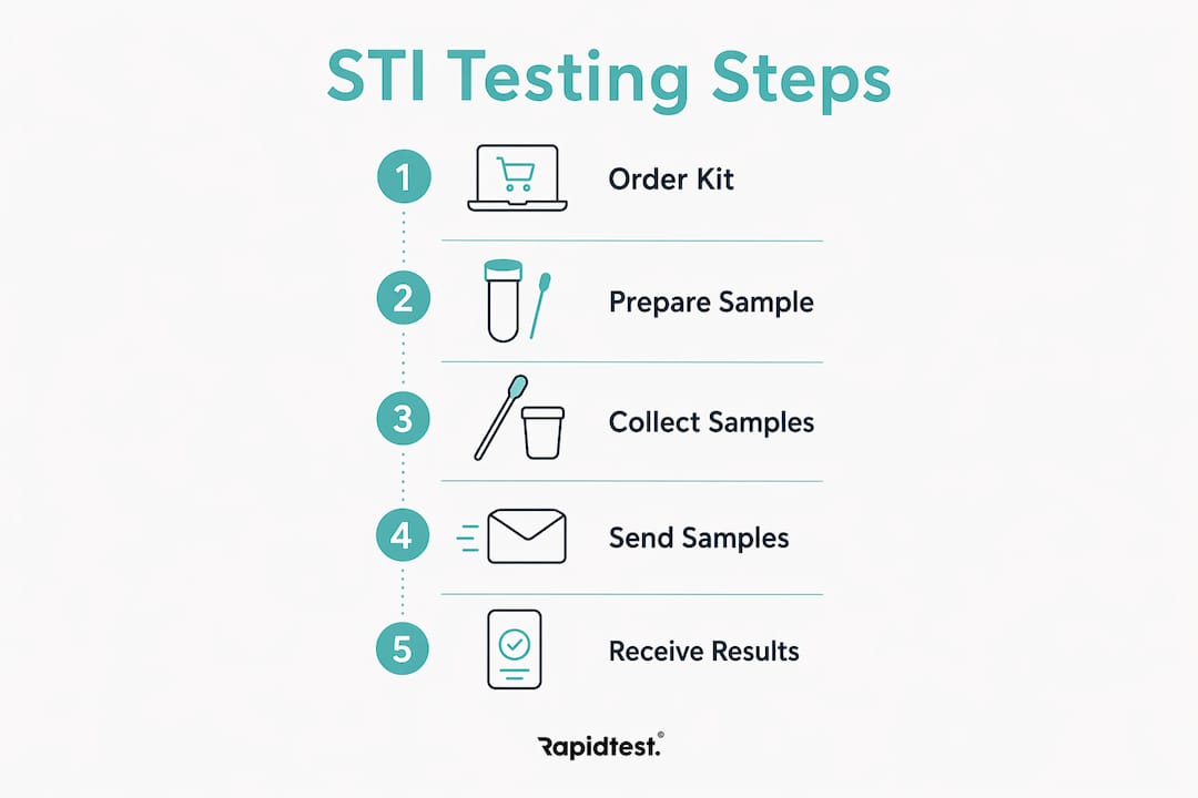 Infographic showing step-by-step STI home testing process