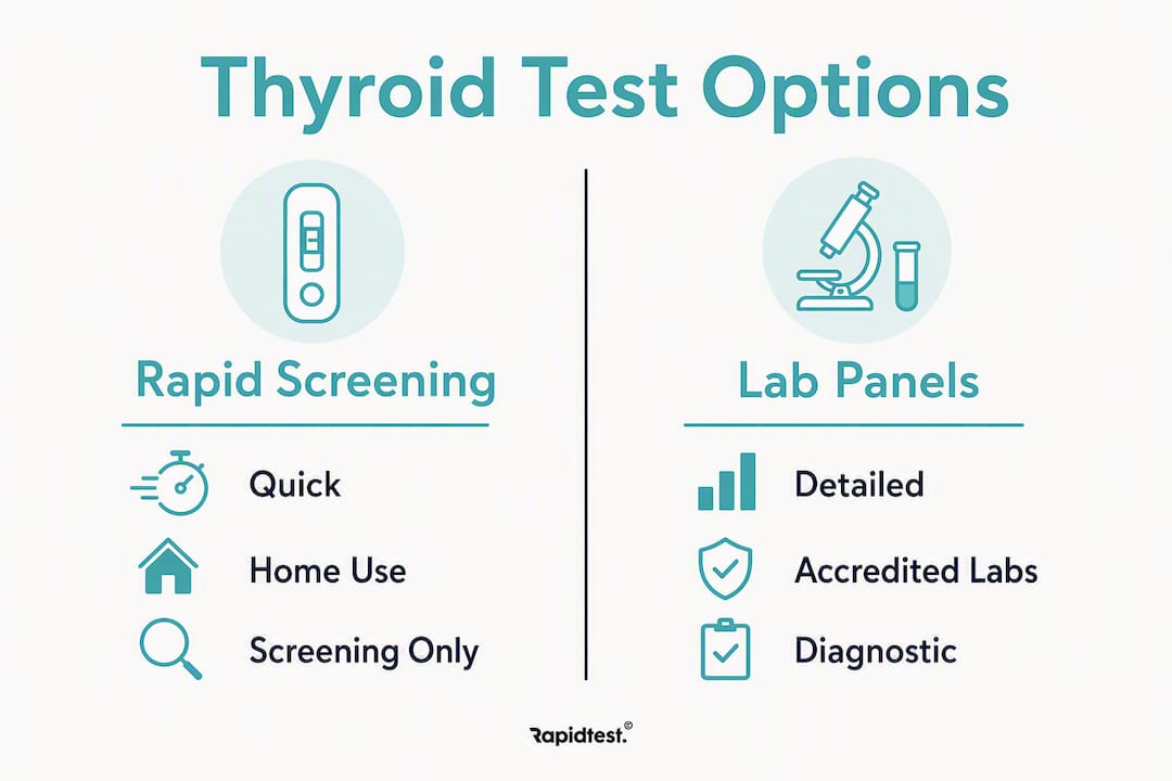 Infographic comparing thyroid rapid screening and lab panels