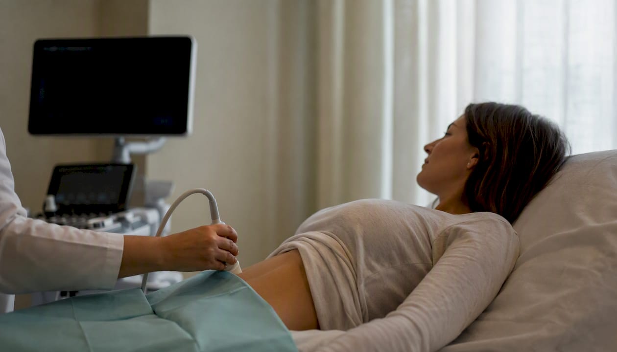 Ultrasound probe during AFC scan