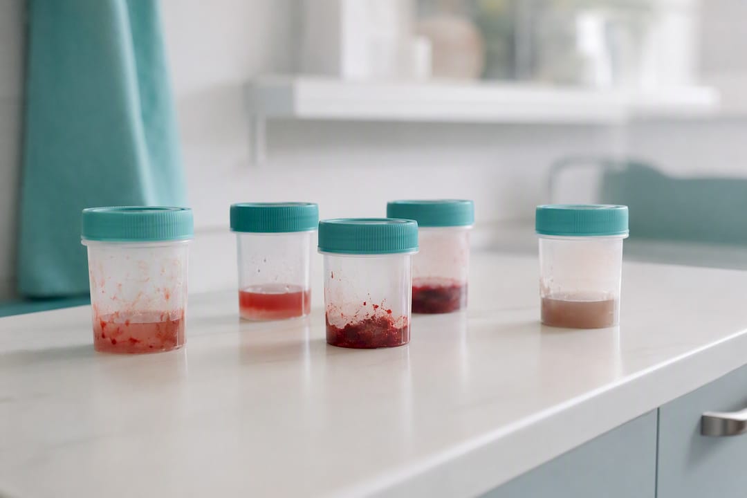 Stool samples showing traces of blood