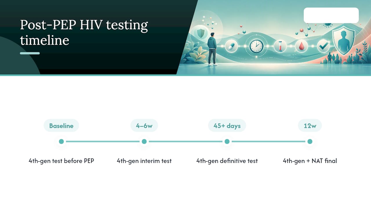 What's the recommended testing schedule after PEP? — overview diagram