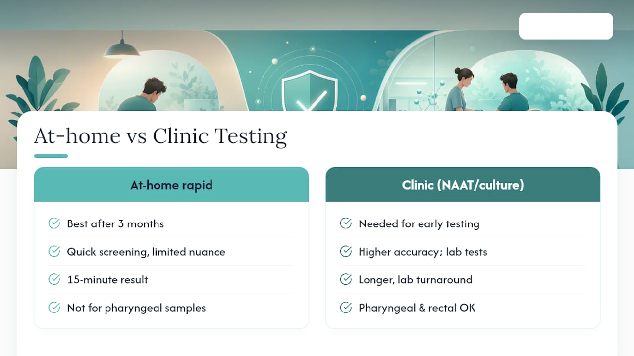 Comparison of home rapid tests and clinical gonorrhea tests