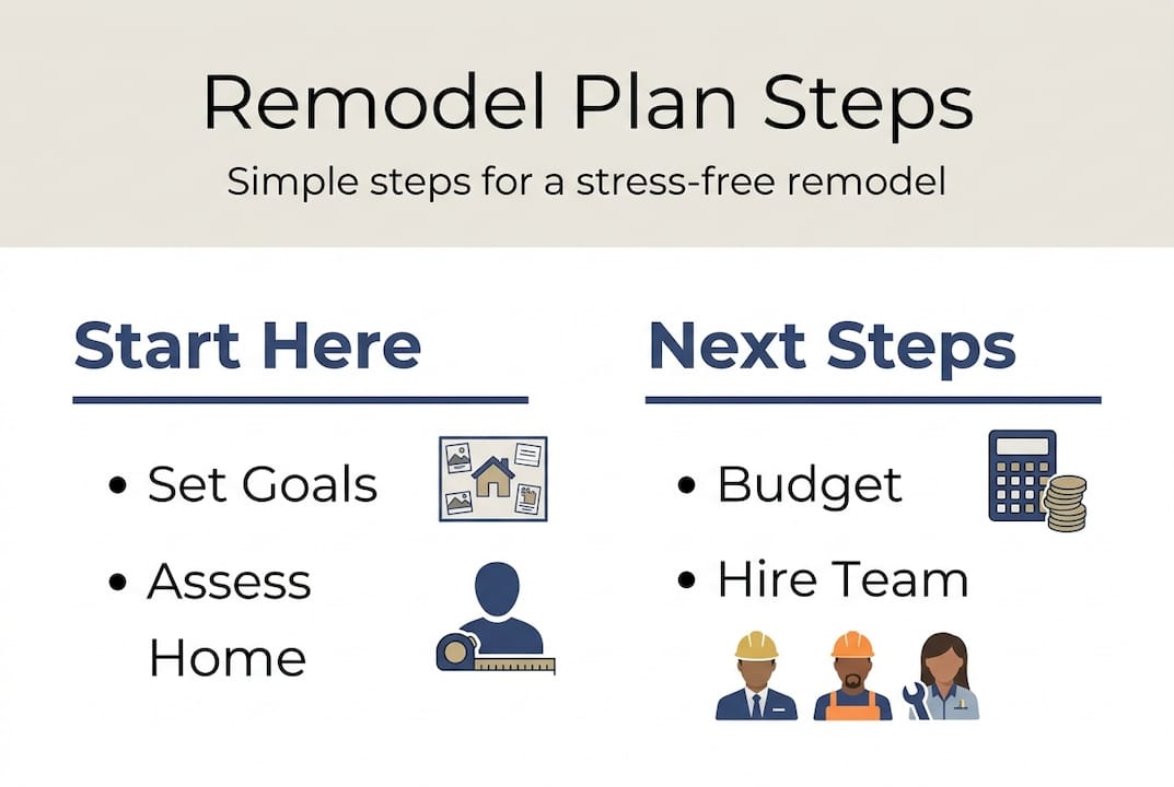 Step-by-step remodel planning infographic