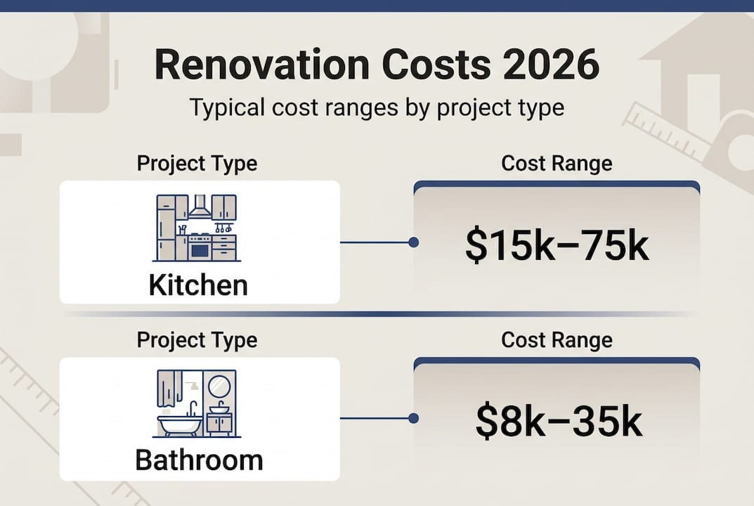 Infographic showing renovation cost ranges by project