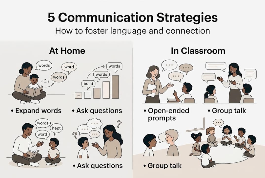 Infographic of five early education strategies