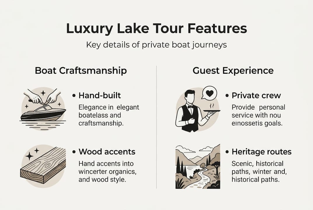 Infographic luxury lake tour features overview
