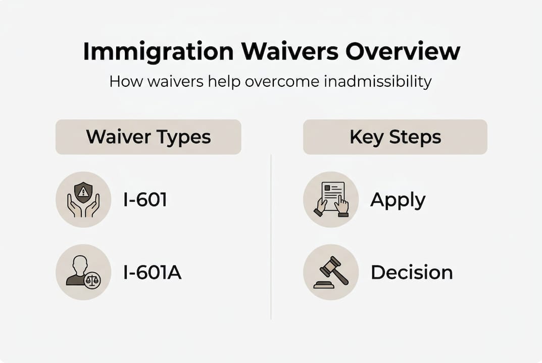 Infographic showing waiver types and process steps